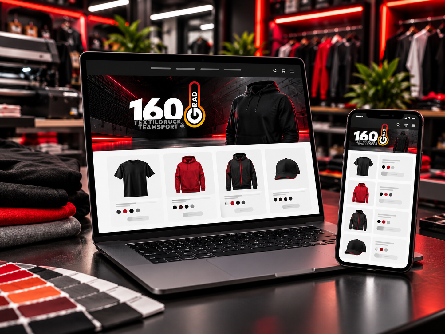 Bestellshop auf Laptop und Smartphone